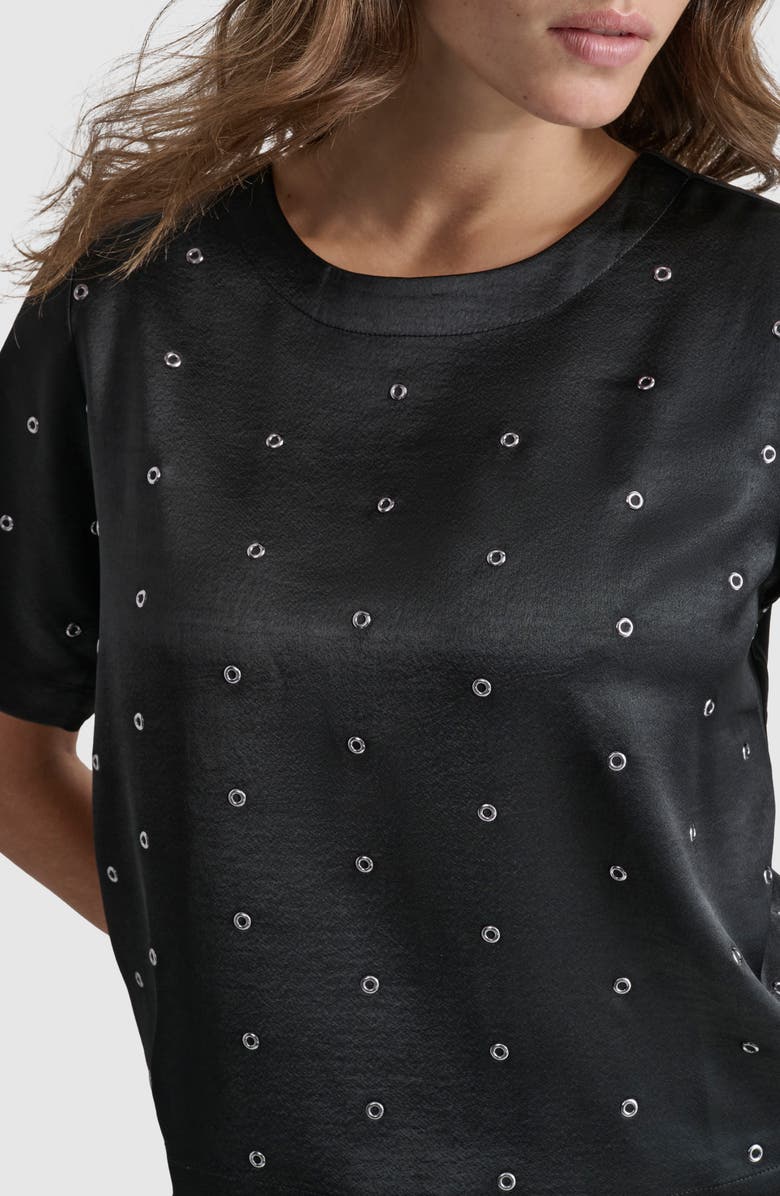 DKNY Grommet Detail Satin Top, Alternate, color, 