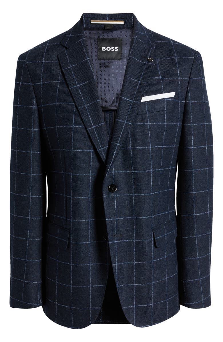 BOSS Hutson Check Virgin Wool Blend Sport Coat, Alternate, color,