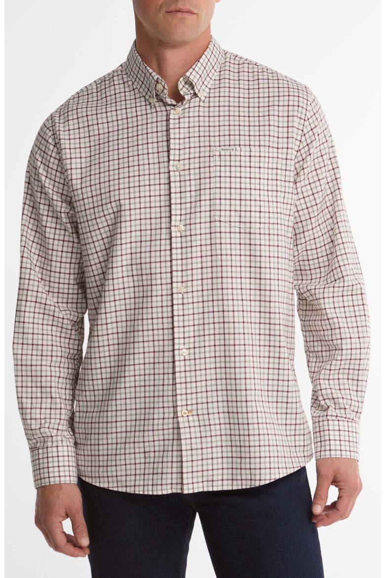 Preston Regular Fit Tattersall Button-Down Shirt, Main, color, DARK BORDEAUX