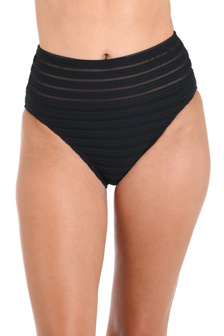 Fluid Lines High Waist Bikini Bottoms, Main, color, BLACK