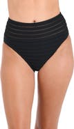 La Blanca Fluid Lines High Waist Bikini Bottoms