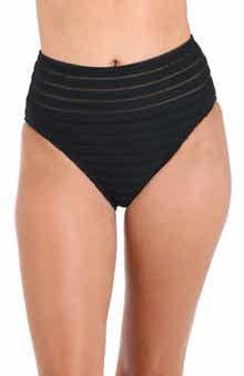 La Blanca Fluid Lines High Waist Bikini Bottoms
