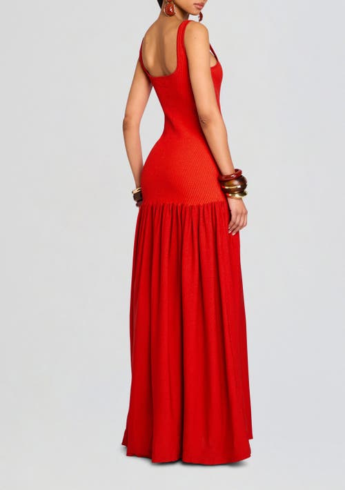 Retroféte Kennedi Knit Drop-waist Dress In Metallic Geranium