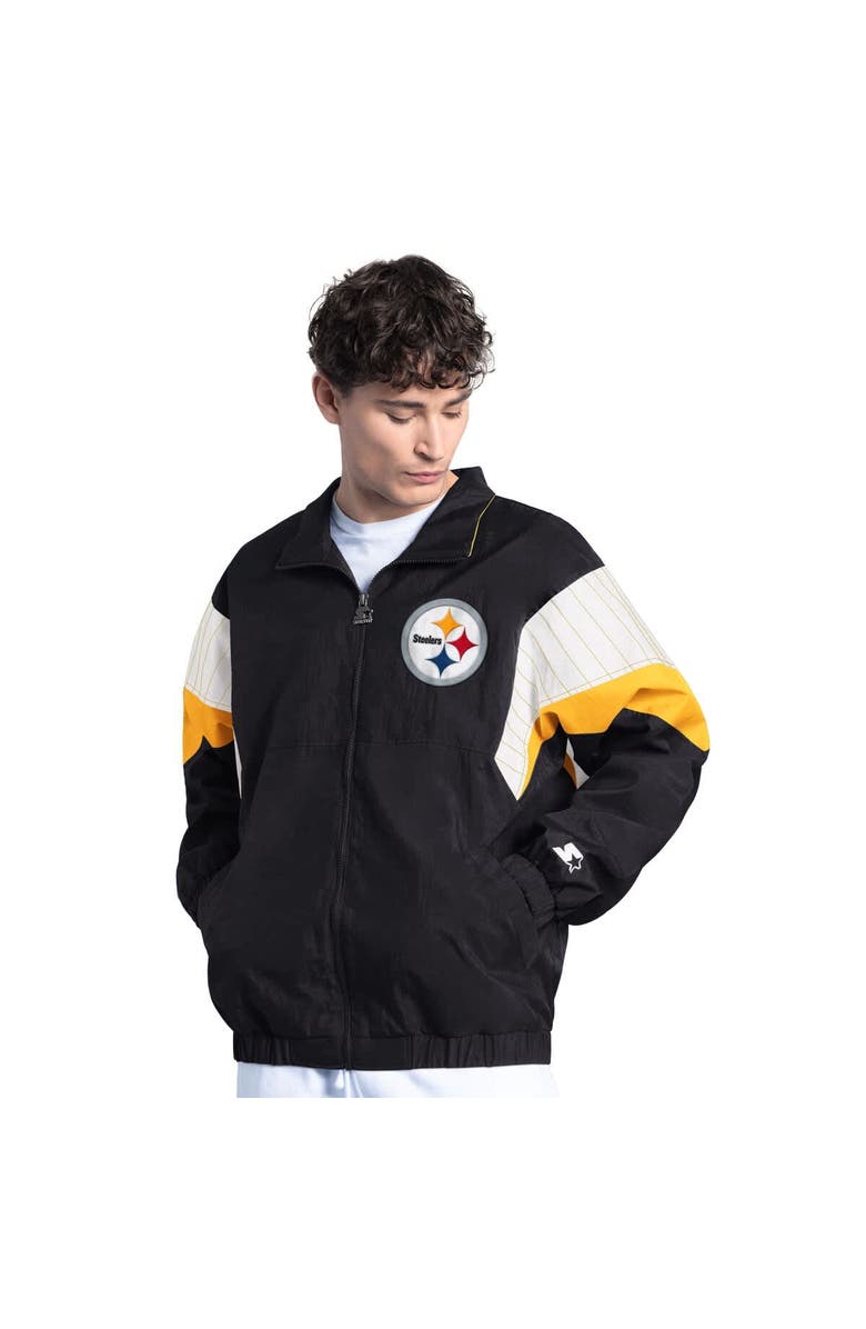 STARTER Men's Starter Black Pittsburgh Steelers Yard Line Full-Zip Jacket, Main, color, 