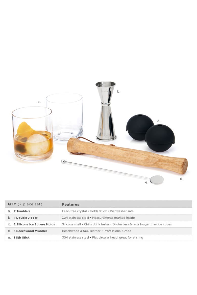 Professional 7-Piece Muddled Barware Set in Stainless Steel, Alternate, color, Silver