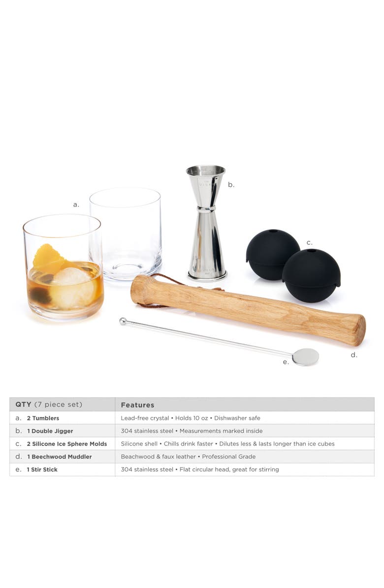 Viski Professional 7-Piece Muddled Barware Set in Stainless Steel, Alternate, color, Silver