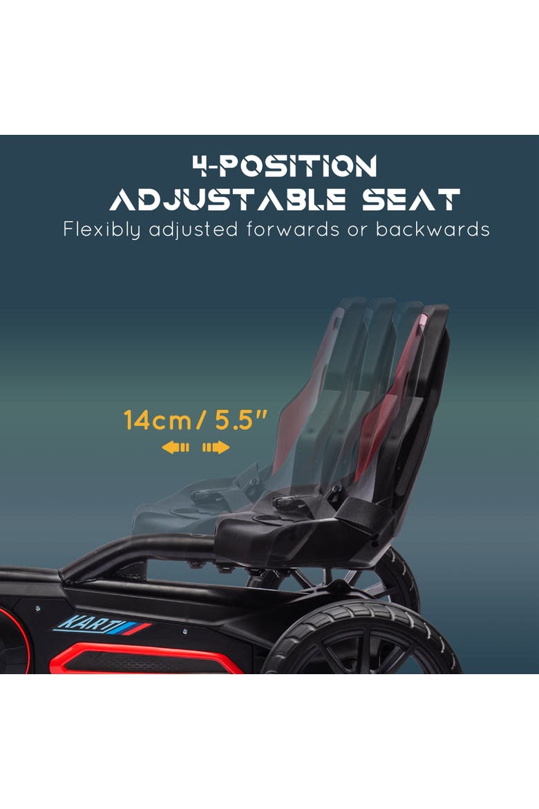 Kids Pedal Go Kart with Adjustable Seat Swing Axle Handbrake EVA Wheels, Alternate, color, Red