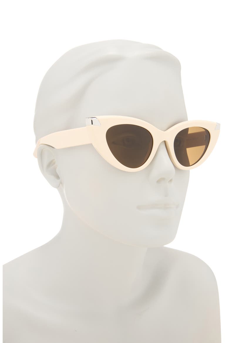 50mm Cat Eye Sunglasses, Alternate, color, IVORY IVORY BROWN