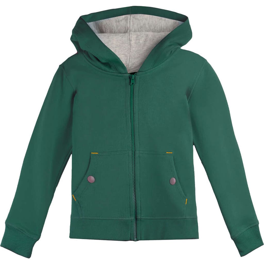 Mightly Organic Cotton Zip Up Pocket Hoodie In Forest Green