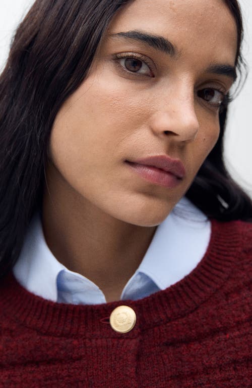Mango Open Stitch Cardigan In Wine