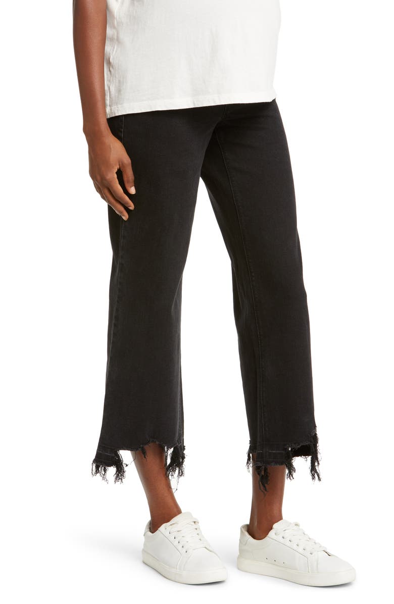 1822 Denim Frayed Wide Leg Maternity Jeans, Alternate, color, 