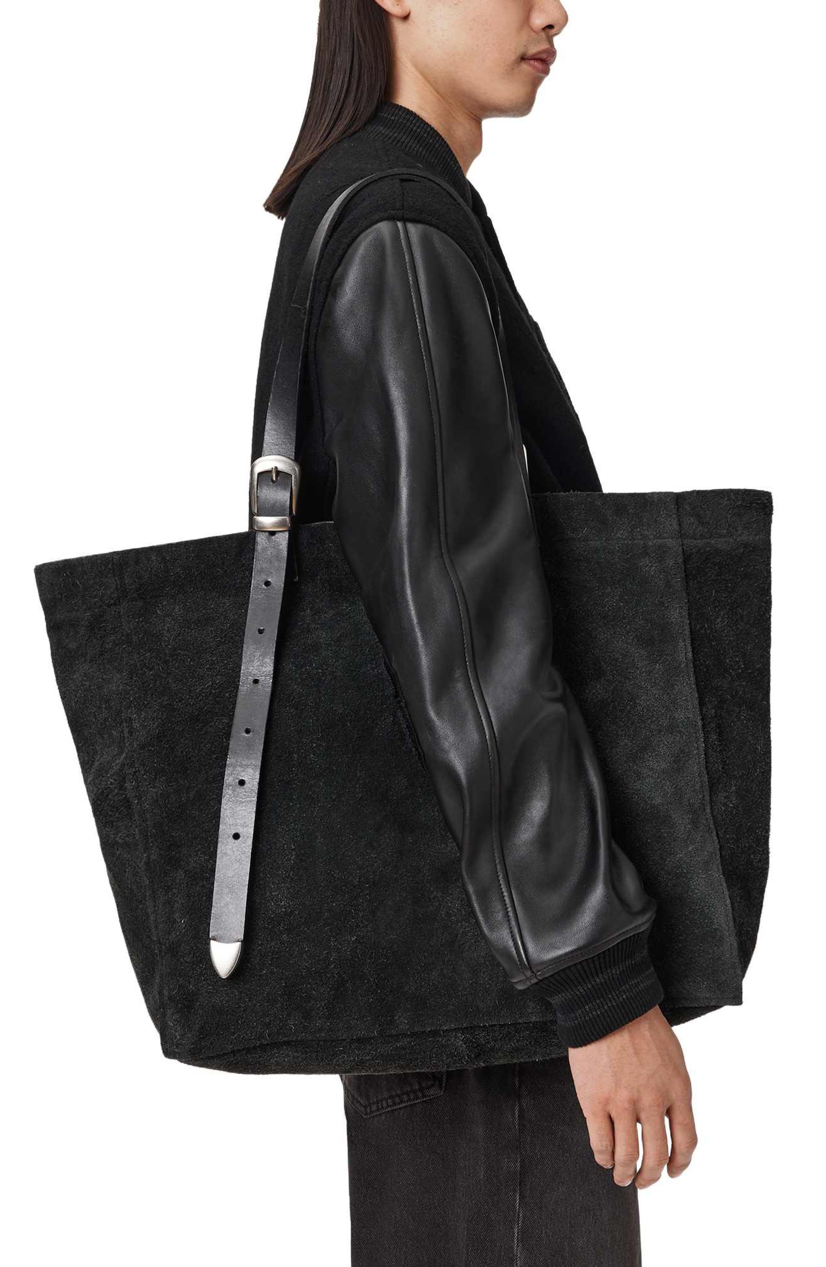 AllSaints Haven Leather Tote, Alternate, color, Black