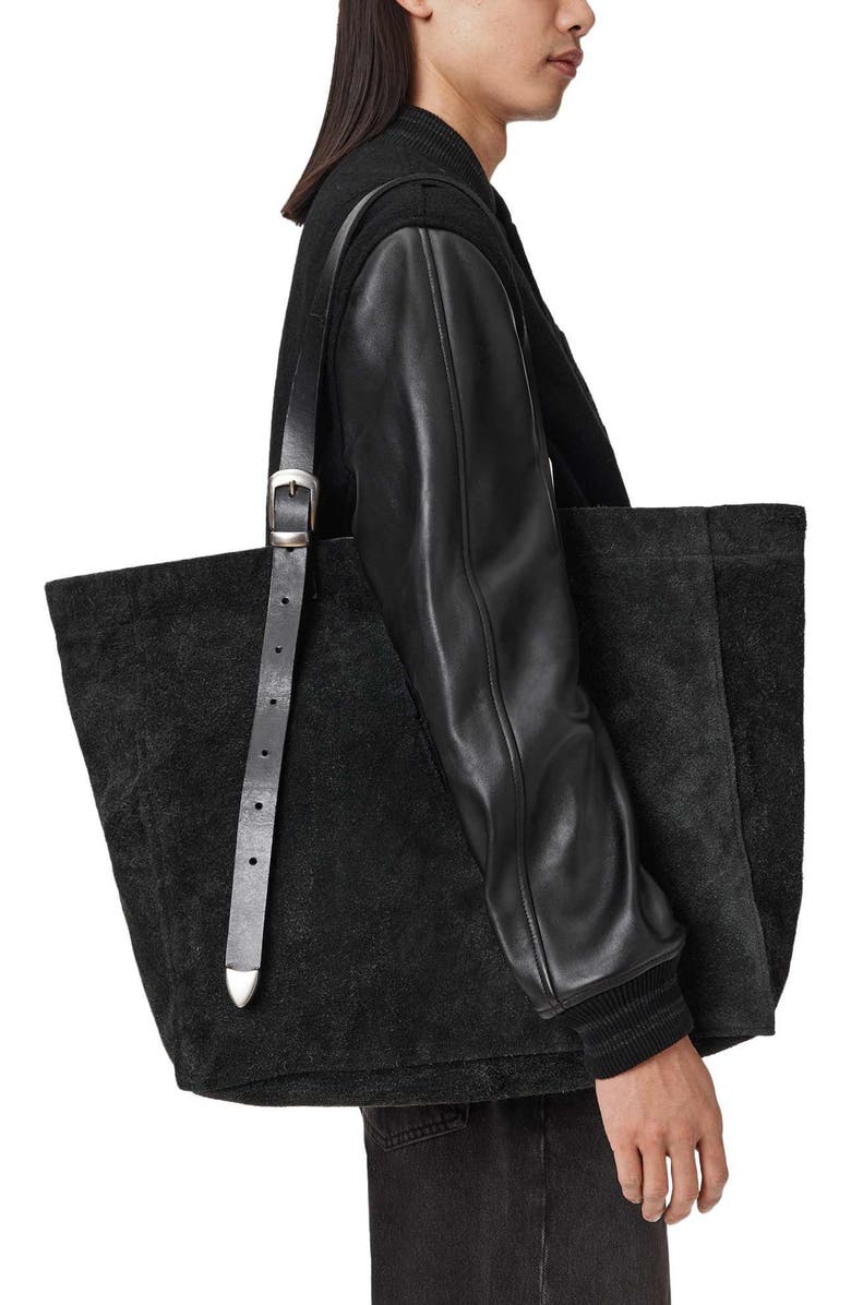 AllSaints Haven Leather Tote, Alternate, color, Black