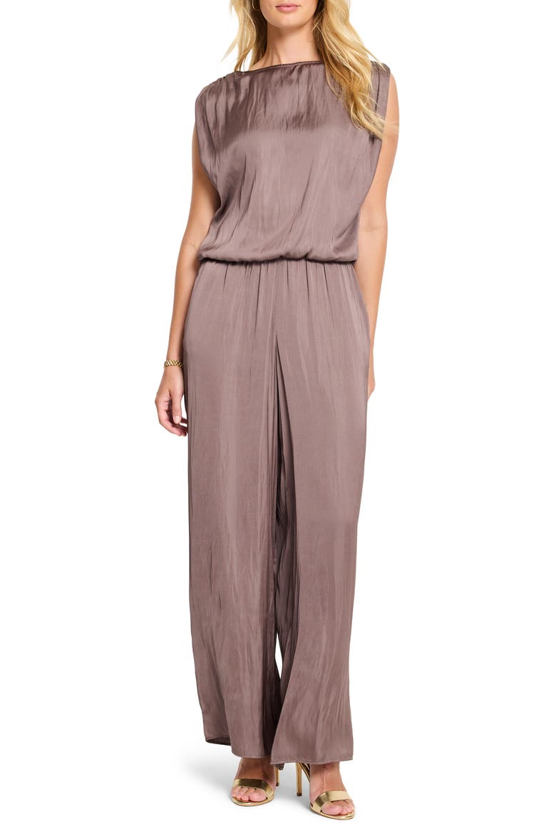 Glossy Sheen Ruched Satin Sleeveless Top, Alternate, color, COCOA