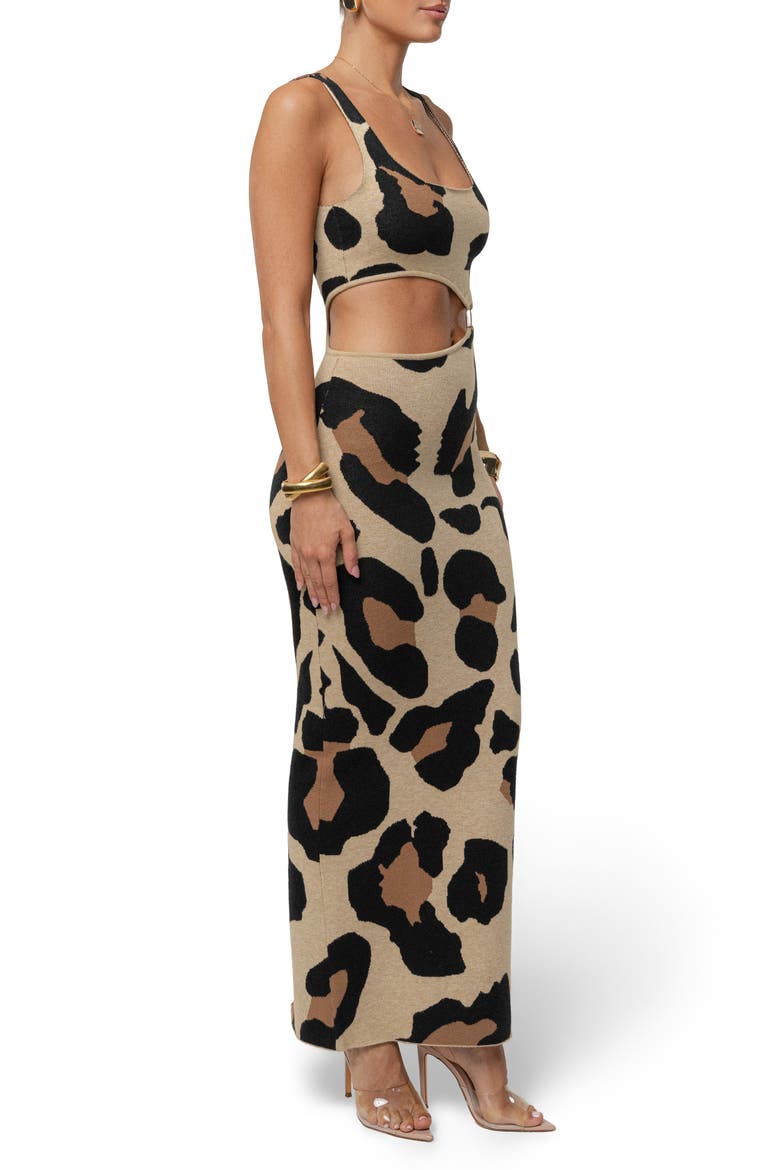 Zahara Print Sleeveless Maxi Sweater Dress, Alternate, color, BEIGE