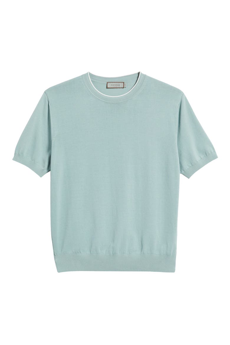 Short Sleeve Cotton Crewneck Sweater, Alternate, color, GREEN