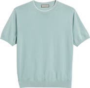Canali Short Sleeve Cotton Crewneck Sweater