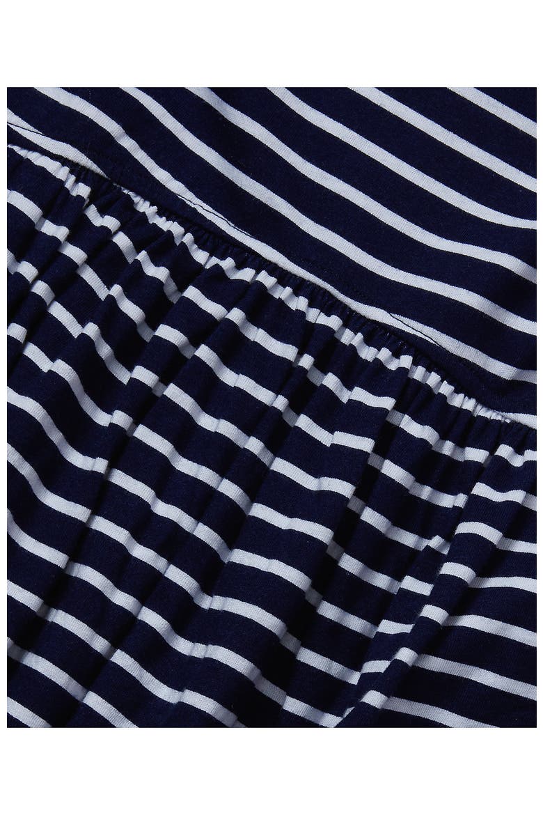 Girls Long Sleeve Gathered Waist Jersey Dress, Alternate, color, Dark Navy Stripe