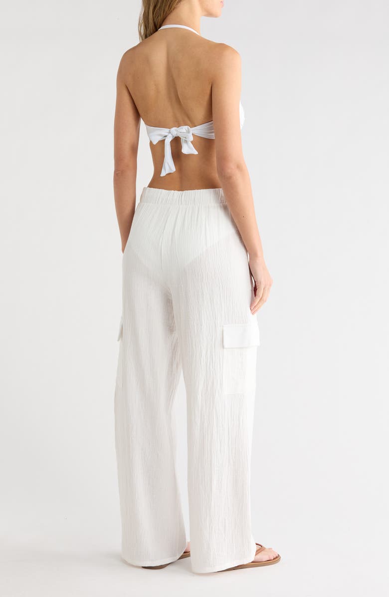 Betsey Johnson Gauze Cargo Pants, Alternate, color, White