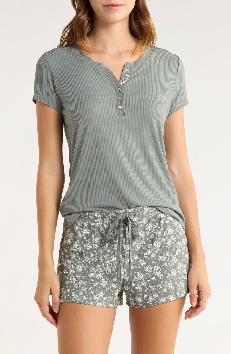 Laura Ashley Meadow Short Pajamas, Main, color, Agave Green/ Meadow Breeze