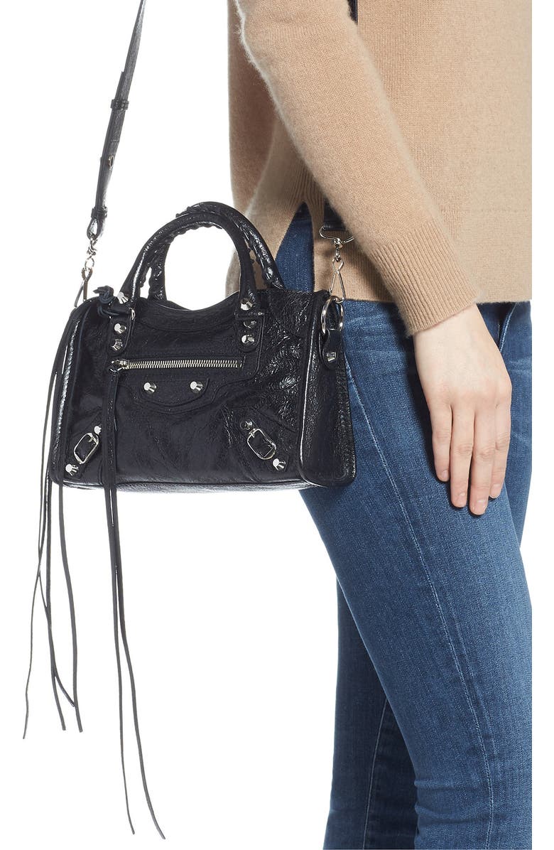 Balenciaga Mini Arena City Leather Satchel, Alternate, color,