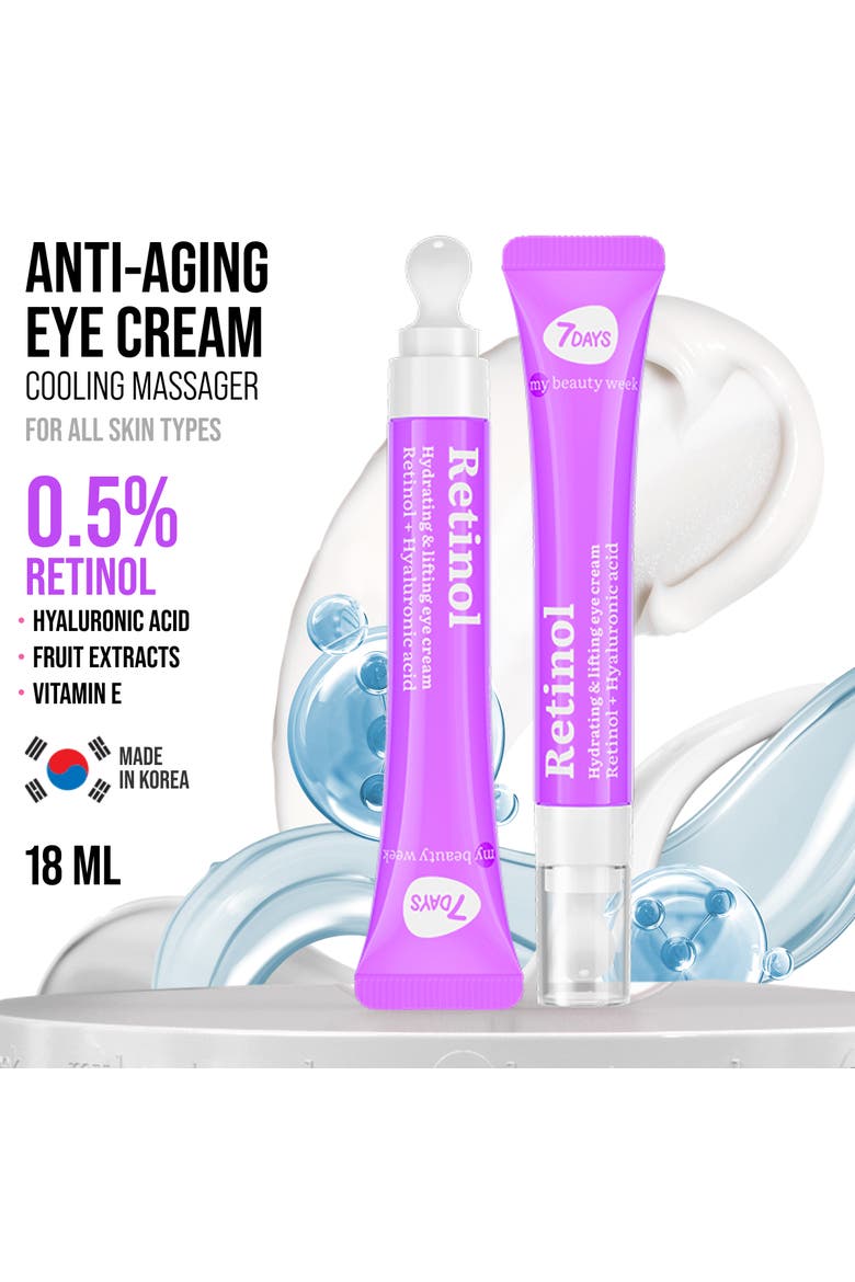 Eye Cream with Retinol for Moisturizing & Smoothing Skin with Cooling Ceramic Applicator, Alternate, color, White