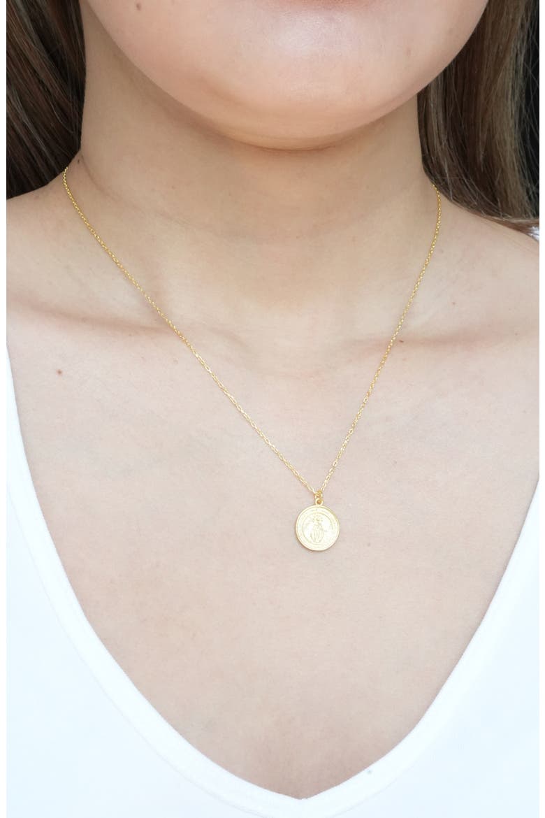 Virgin Mary Coin Pendant Necklace, Alternate, color, GOLD