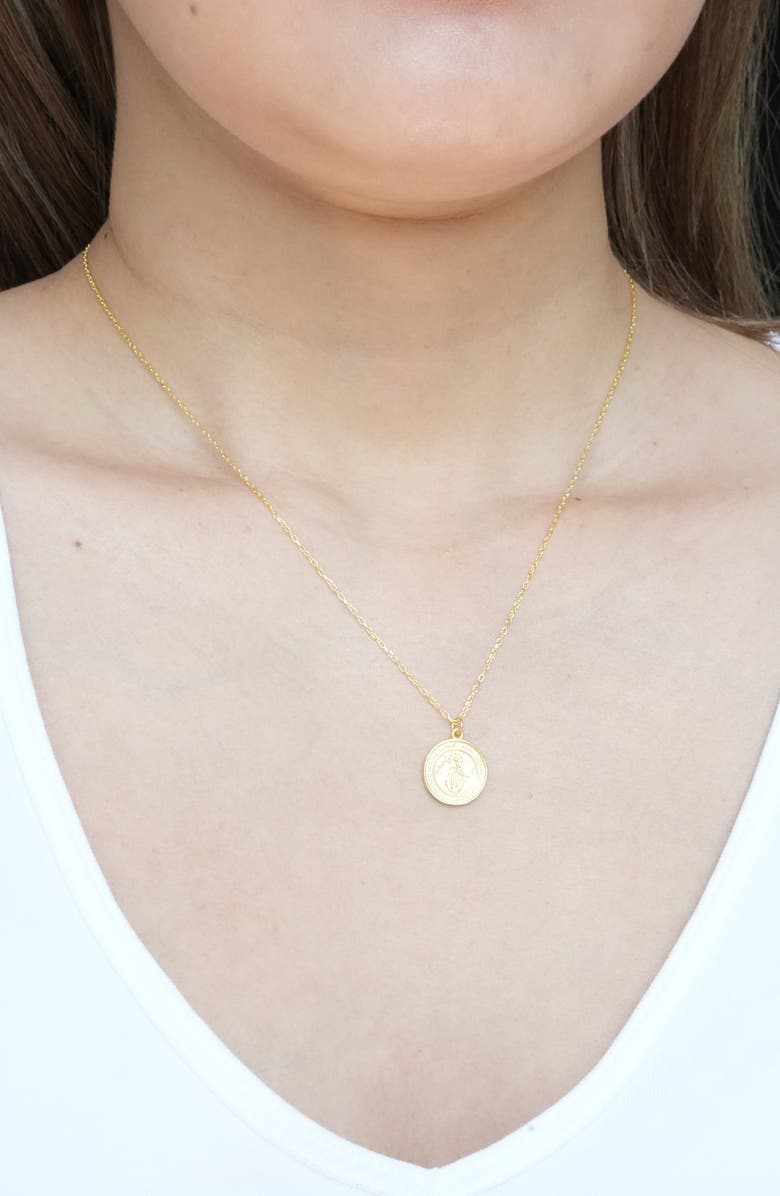 Argento Vivo Sterling Silver Virgin Mary Coin Pendant Necklace, Alternate, color, Gold