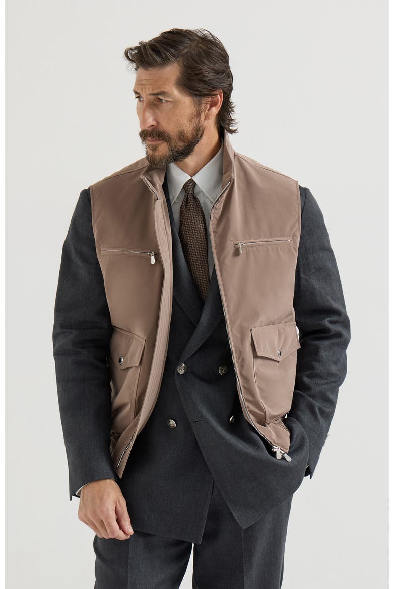 Nylon vest with padding, Main, color, Hazelnut