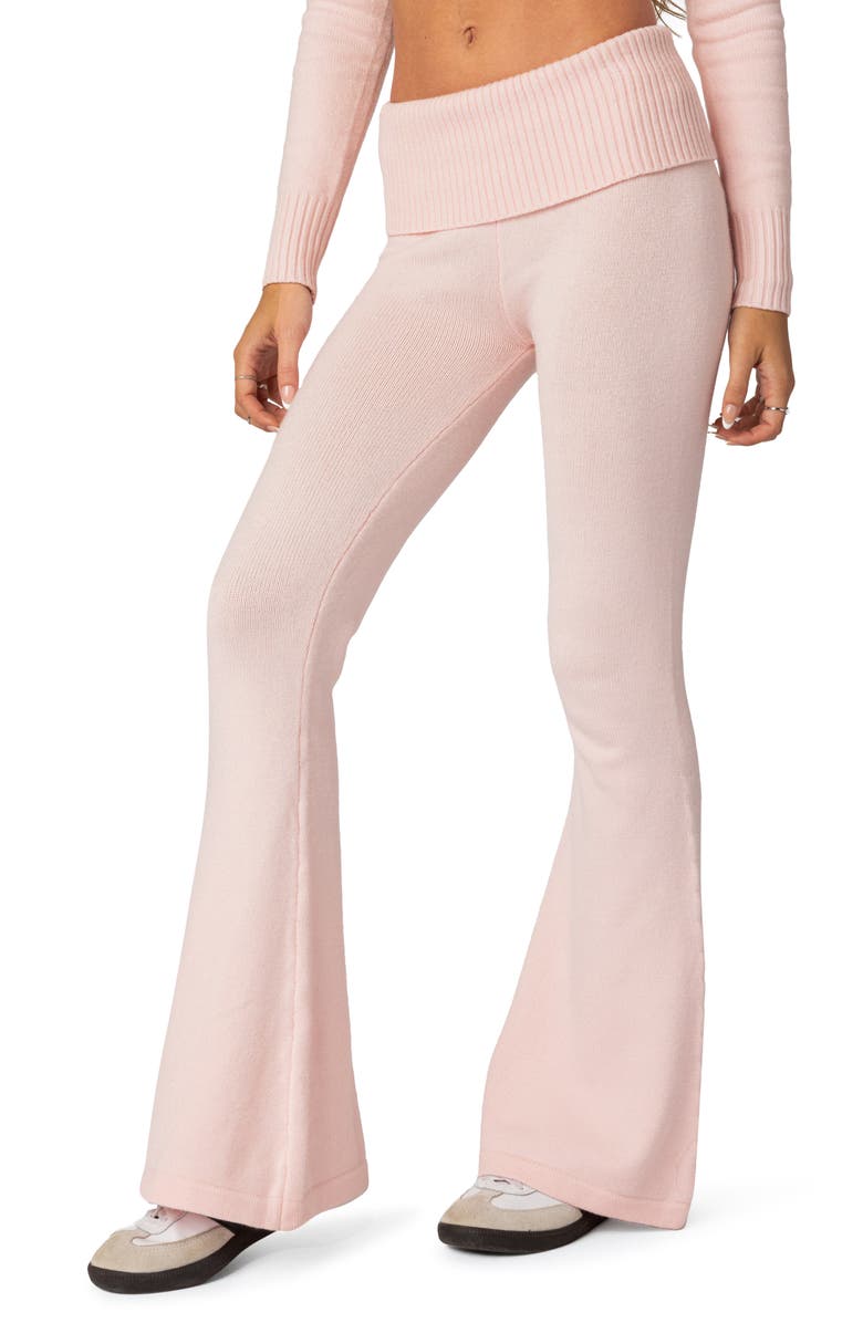 EDIKTED Desiree Low Rise Knit Flare Pants, Alternate, color, 