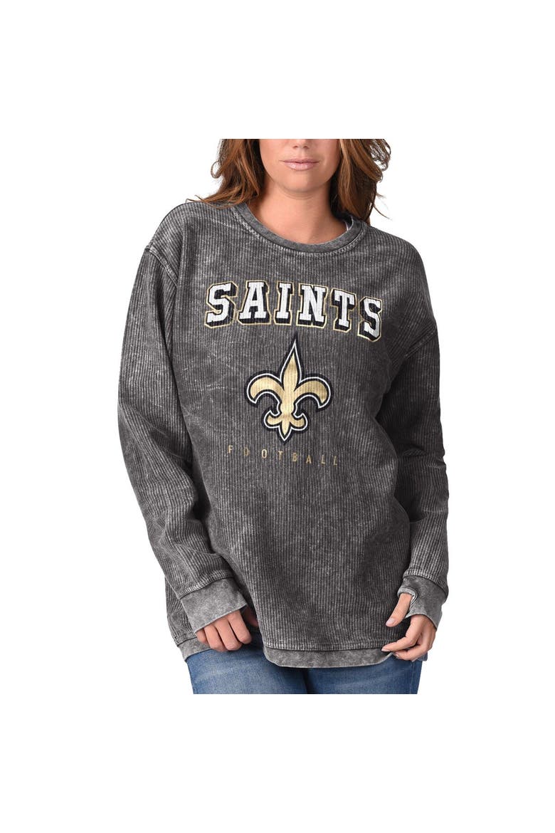 Women's G-III 4Her by Carl Banks Black New Orleans Saints Comfy Cord Pullover Sweatshirt, Alternate, color, Black