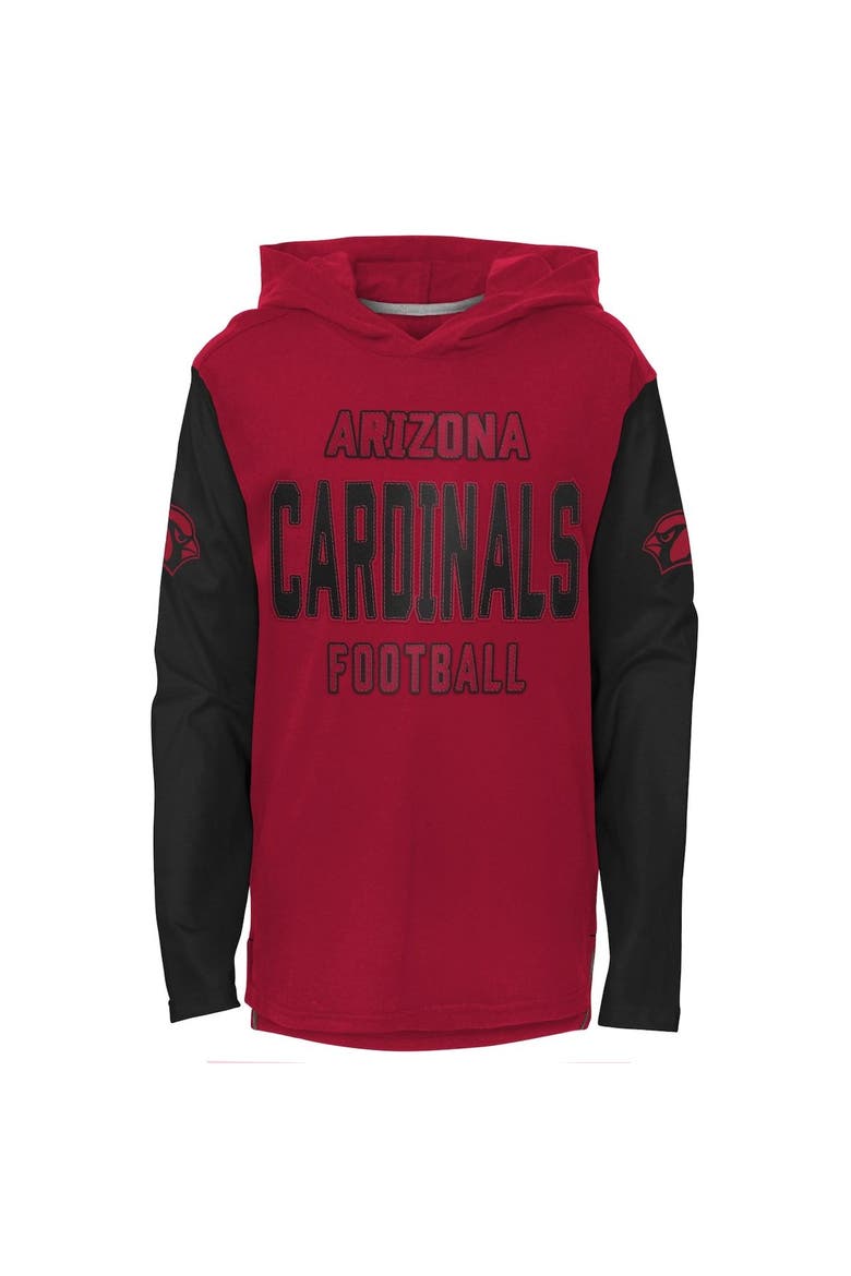 Youth Cardinal Arizona Cardinals Heritage Long Sleeve Hoodie T-Shirt, Main, color, Cardinal