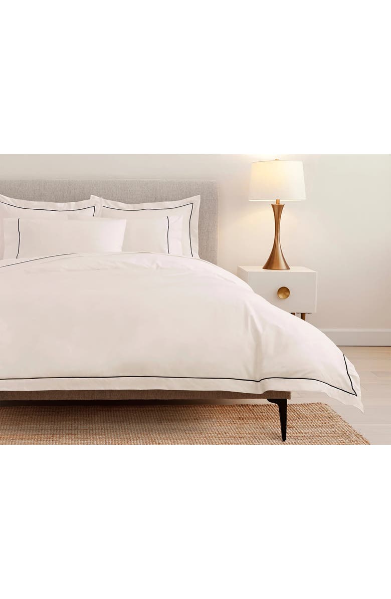 Ela Lane USA Classic Percale Embroidered Duvet Cover, Alternate, color, White - King