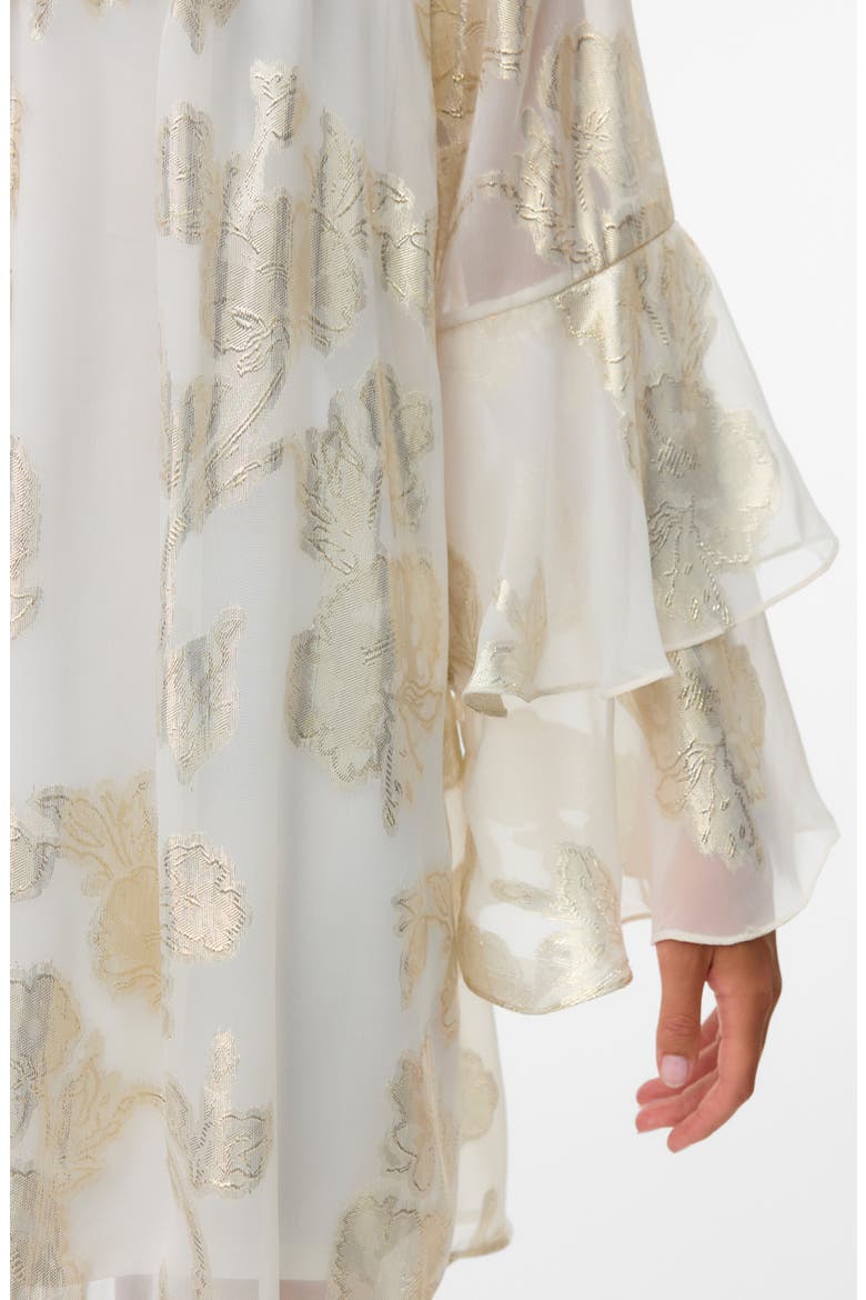 Chili Metallic Tiered Ruffle Minidress, Alternate, color, CLOUD DANCER DETAIL