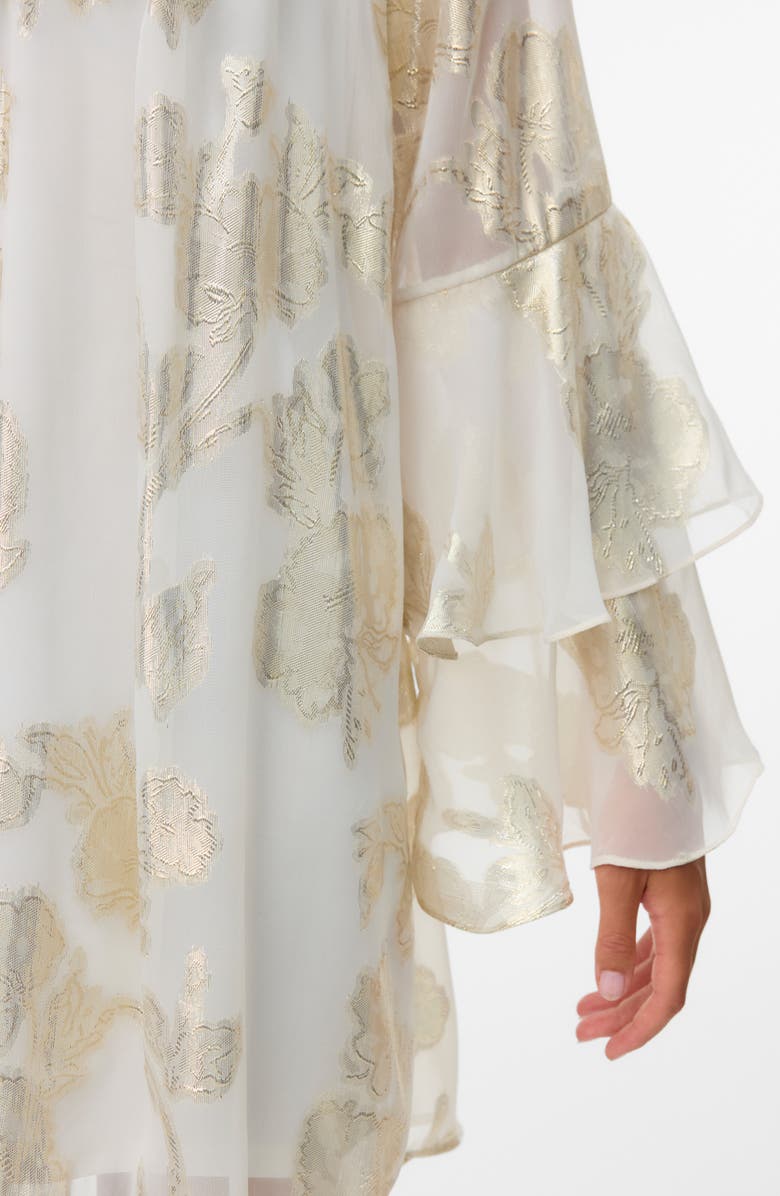 VERO MODA Chili Metallic Tiered Ruffle Minidress, Alternate, color, Cloud Dancer Detail