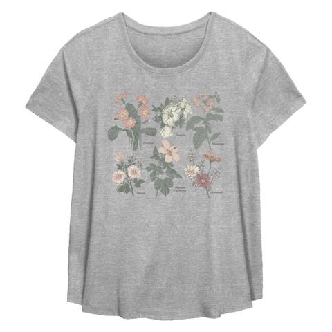 Women's Lost Gods Floral Grid Names  Graphic T-Shirt