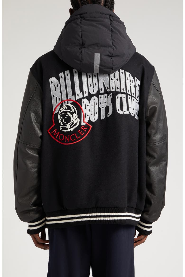 x Billionaire Boys Club Durnan Leather & Virgin Wool Blend Bomber Jacket, Alternate, color, BLACK