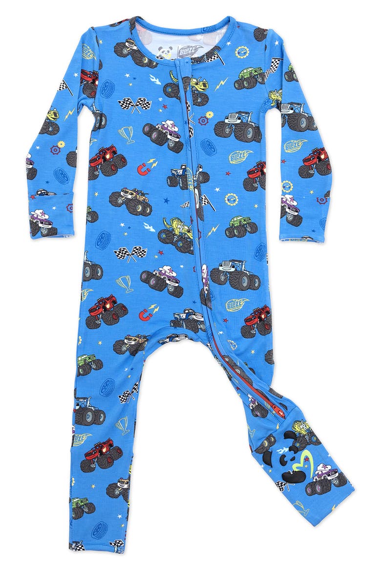 Trucks Convertible Footie Pajamas, Main, color, BLUE