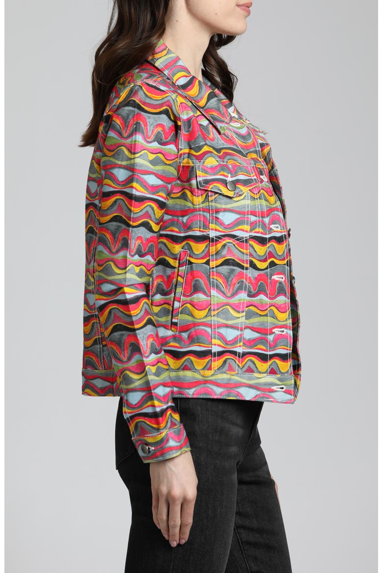 Printed Denim Jacket, Alternate, color, PINK MULTI