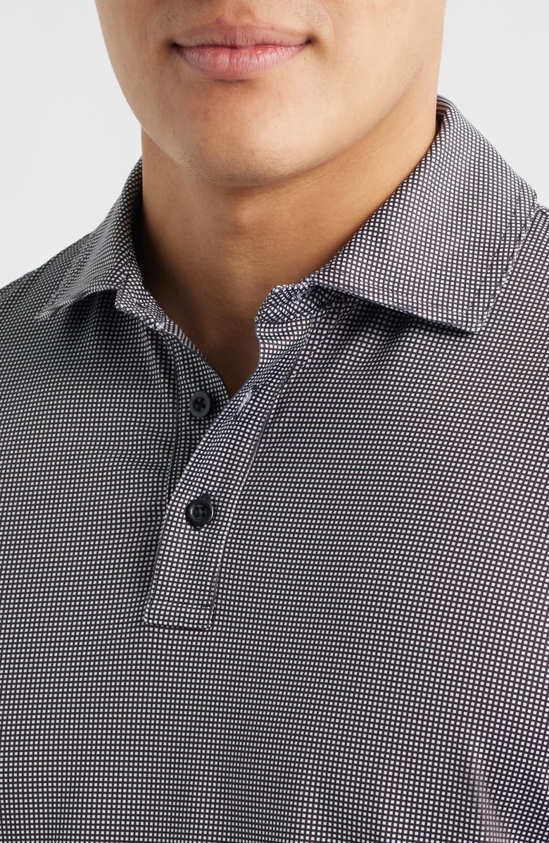 Johnston & Murphy XC+<sup>™</sup> Ace Micropattern Performance Golf Polo, Alternate, color, Black/ White Gingham