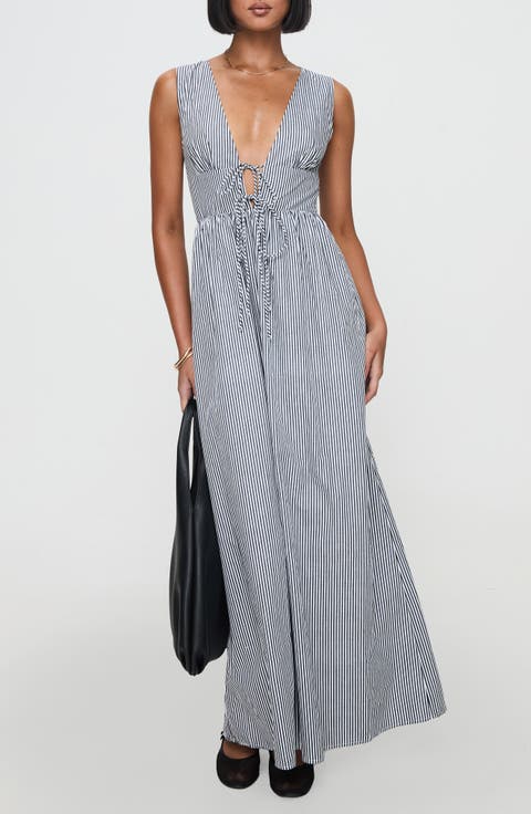 Pokey Stripe Sleeveless Cotton Maxi Dress