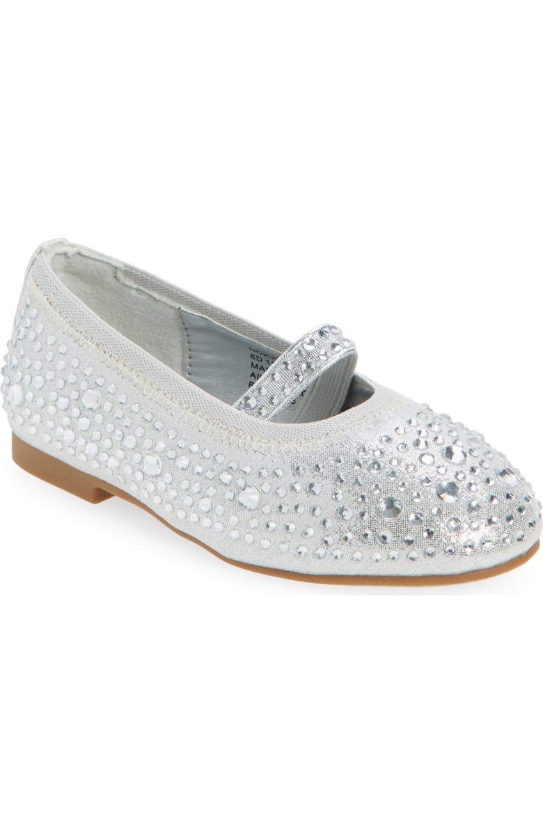 Nordstrom Kids' Kyleigh Sparkle Mary Jane Flat, Main, color, Silver Metallic