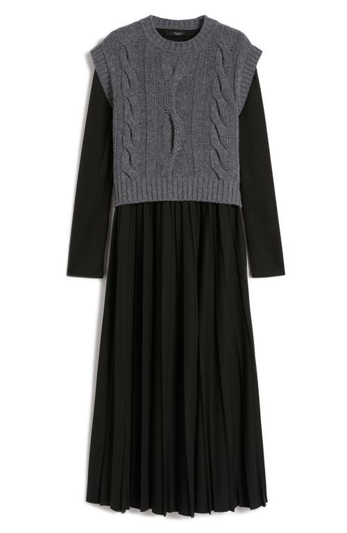 Weekend Max Mara Ebro Mixed Media Long Sleeve Sweater Maxi Dress In Gray