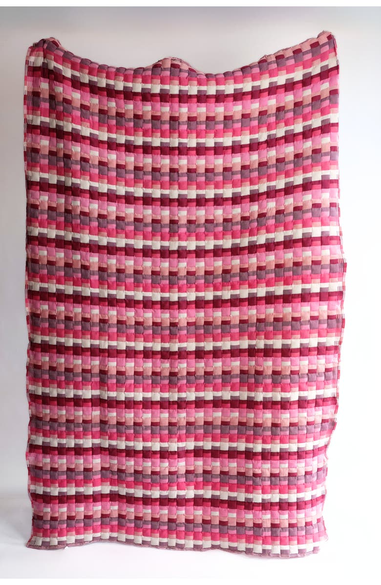 Inner Child Pink Tetris Sujani Quilt/Throw, Main, color, King