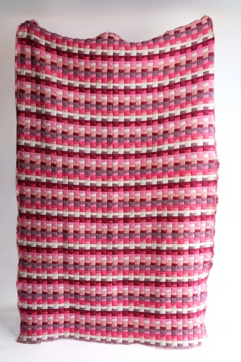 Pink Tetris Sujani Quilt/Throw