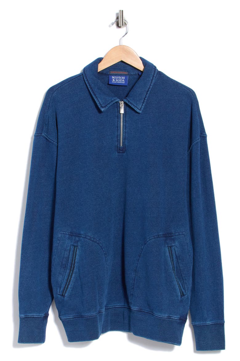 Washed Quarter-Zip Sweatshirt, Main, color, NAVY