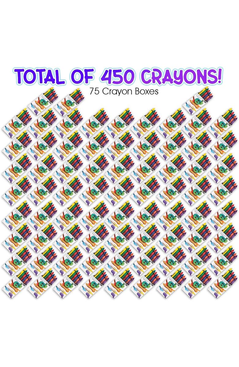 ArtCreativity Crayons Bulk Set 75 Packs (450 Total), 6 Count Boxes, Alternate, color, Multicolored