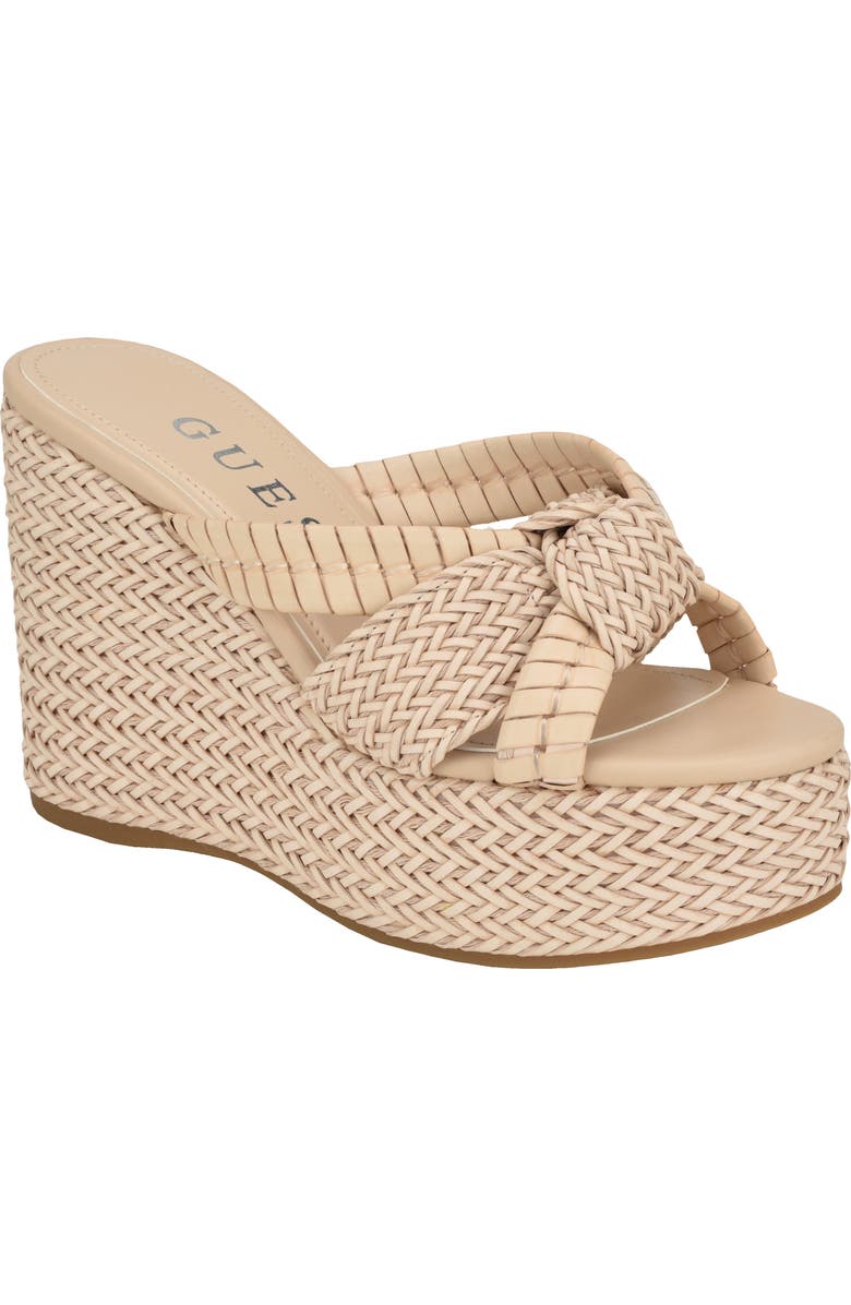 GUESS Eveh Platform Wedge Sandal, Main, color, Light Natural 110
