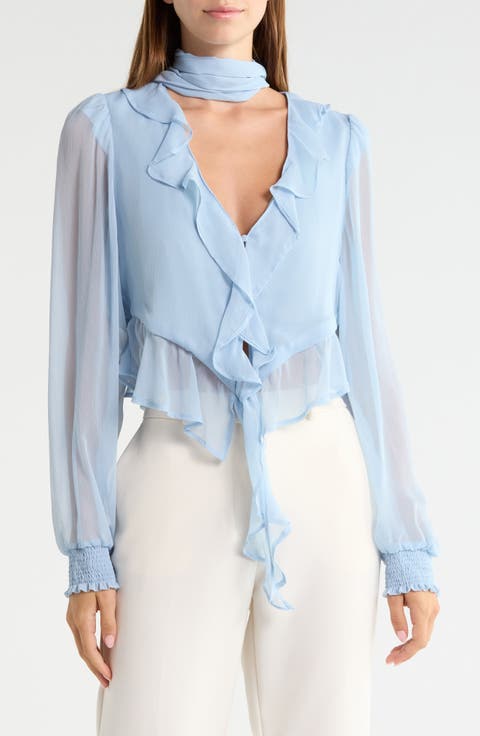 Ruffle Crop Chiffon Top