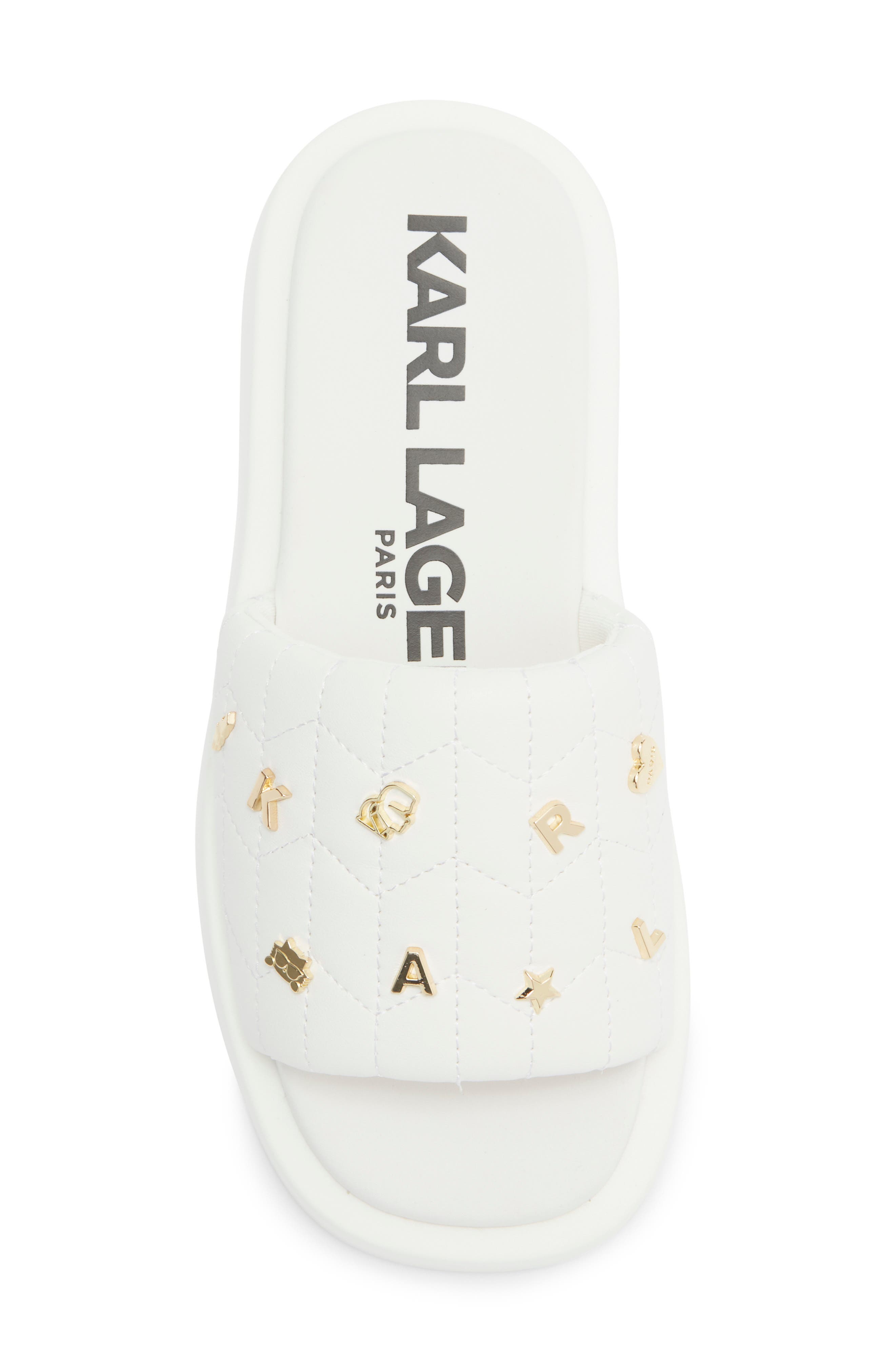 KARL LAGERFELD PARIS Opal Quilted Platform Slide Sandal, Alternate, color, White